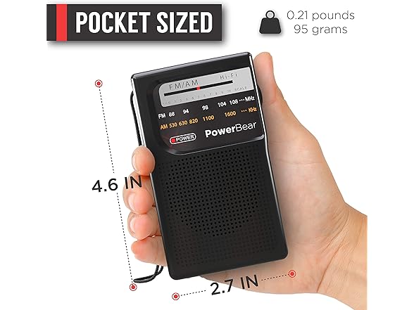 PowerBear AM/FM Portable Radio Black