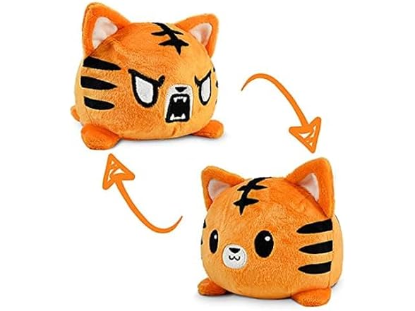 TeeTurtle Original Reversible Wild Cat Tiger Plushie | 4 Inch