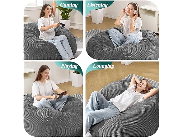 Cansunna 4FT Teardrop Bean Bag Chair Grey