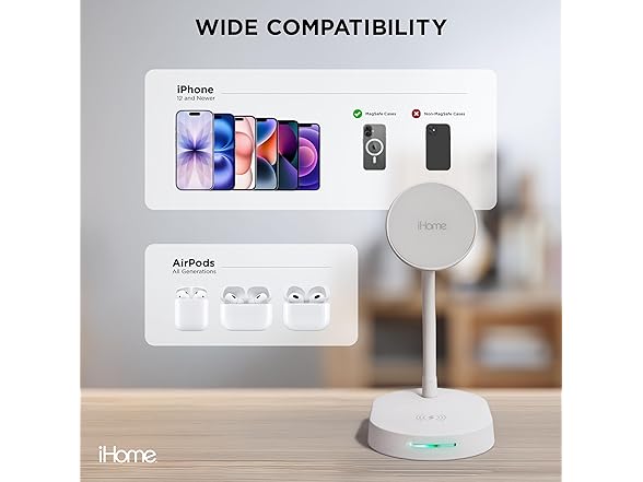 iHome 15W Magnetic Charging Stand 2in1