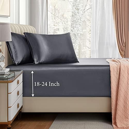 3pcs Deep Pocket Satin Fitted Sheet Set