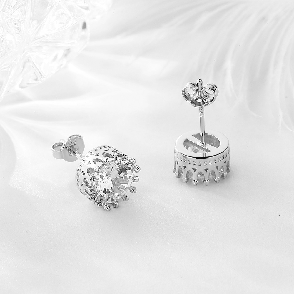 925 Sterling Silver Crown Studs - Gallery 7