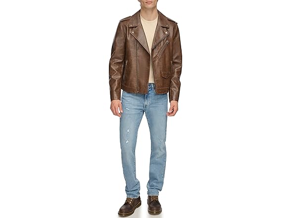 Levis Mens Faux Leather Motorcycle Jacket (XL)