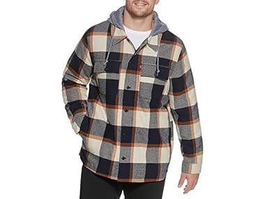 $25.99, Was $89.99, 71% Off! Levi's Mens Plaid Sherpa Lined Hooded Jacket dealfomo