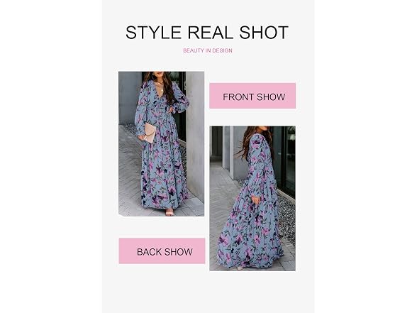 Blencot Women (M) Casual Boho V Neck Long Dress