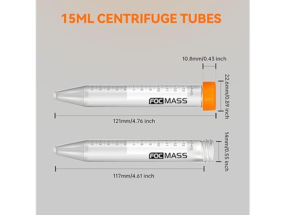 FOCMASS 15ml Conical Centrifuge Tubes