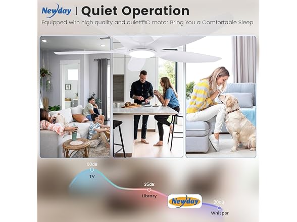 Newday 60" White Ceiling Fan