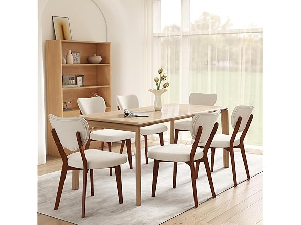 Wooden Dining Chairs Set of 4, Modern Fabric Upholstered Dining Room Chair Kitchen Chairs, Farmhouse Dinner Chair for Kitchen Dining Room (Open Box)