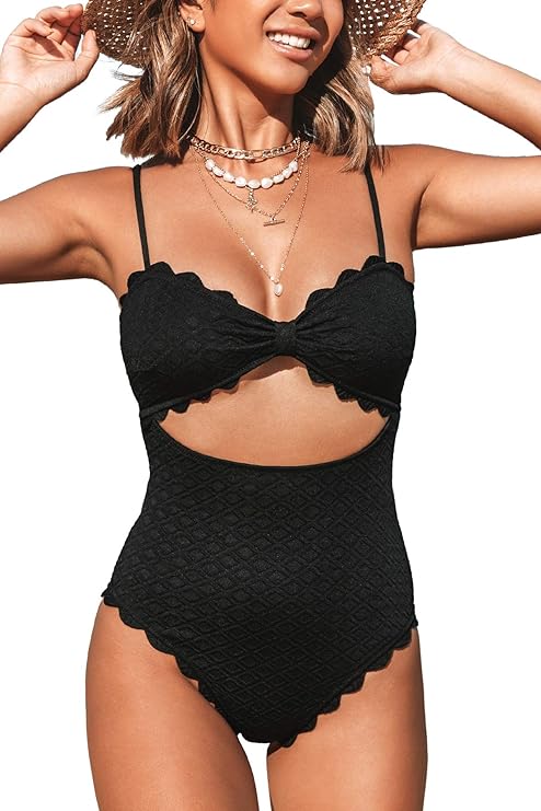 CUPSHE One Piece Scallop Trim Swimsuit - Gallery 5