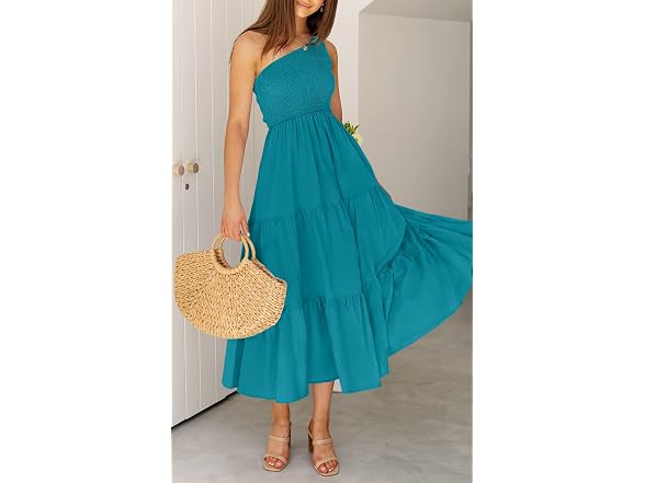 Zcsia Women (S) Summer Boho One Shoulder Dress