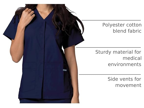 Adar Medical Uniforms Women (L) Adar Scrubs Navy