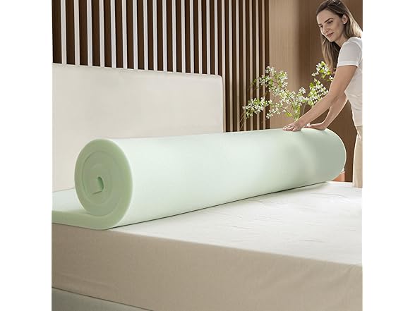 ZINUS 1.5" Green Tea Memory Foam Mattress Topper