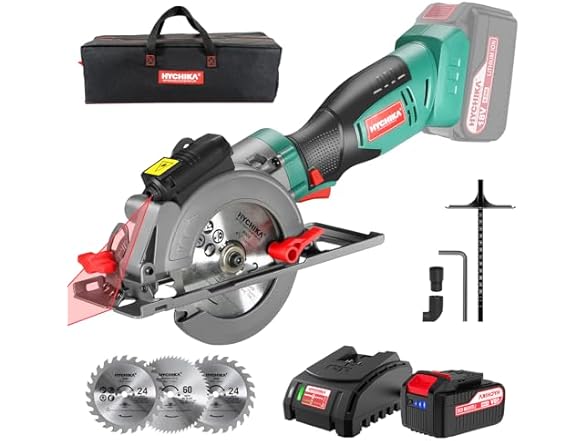 HYCHIKA Cordless Circular Saw, 18V Mini Circular Saw