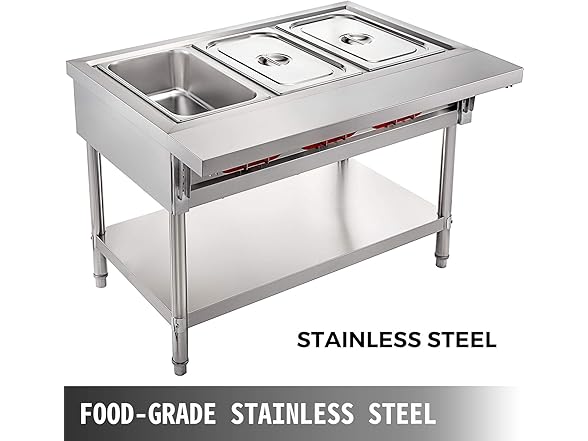 VEVOR Commercial Electric Food Warmer 3 Pot Steam Table Food Warmer 18