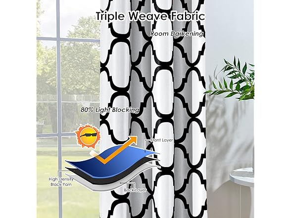 Melodieux White/Black Blackout Curtain 42"x63"