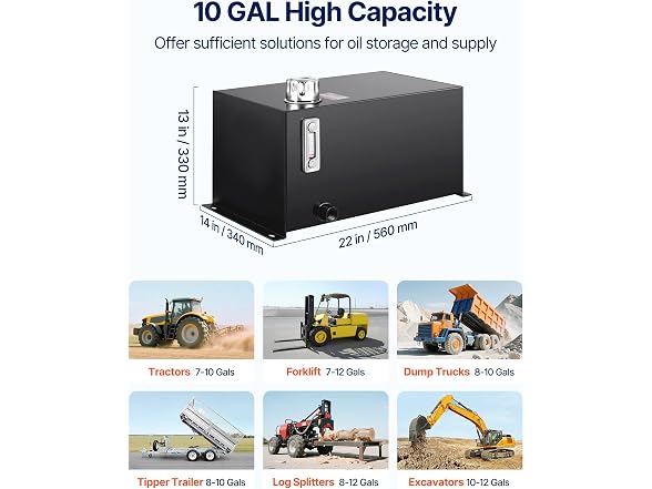 Hydraulic Fluid Tank 10 Gal Fuel Tank Heavy Duty