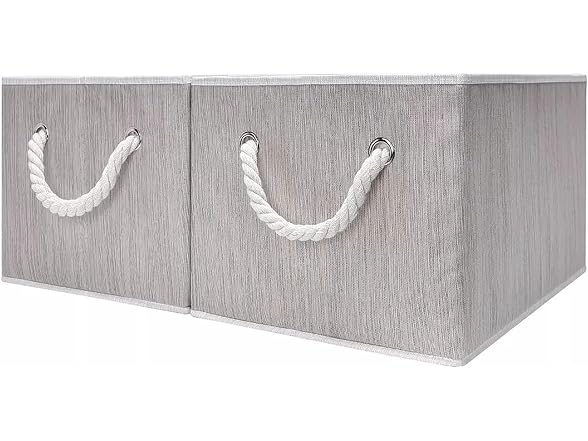 CROS Fabric Storage Bins 2 Pack with Rope Handles Beige