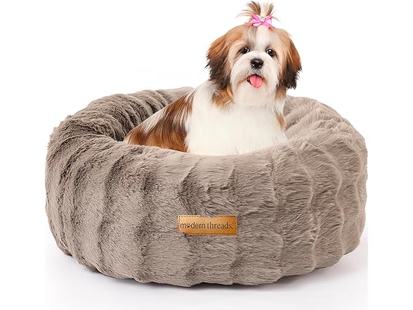Modern Threads Calming Donut Dog Bed for Medium Dogs