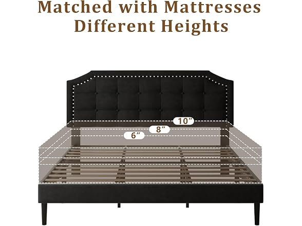 King Platform Bed Frame, Upholstered