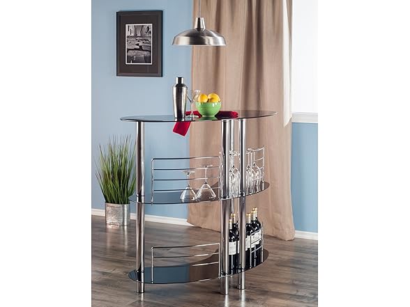 Winsome Martini Wine Storage, Black/Metal