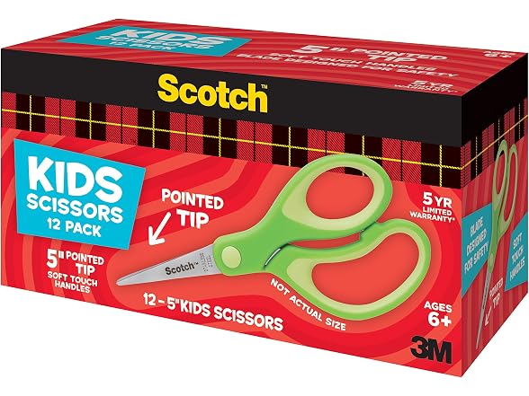Scotch 5-Inch Soft Touch Pointed Kid Scissors