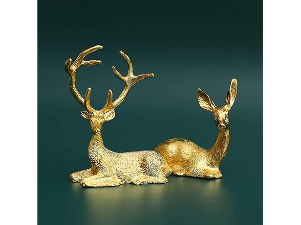 Veumoie 2 PCS Noble Couple Deer Statue