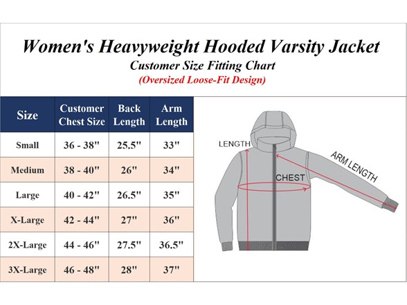 Womens Oversized Heavyweight Hooded Varsity Jacket