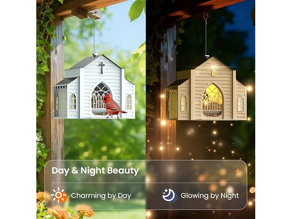 MrCrafts Church Bird Feeder Solar Light