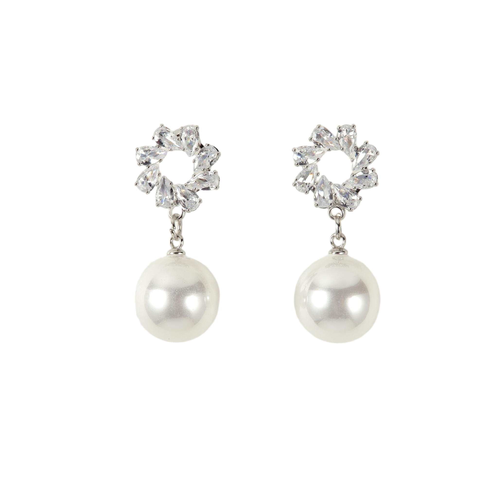 Silver CZ & Mother of Pearl Earrings - Gallery 3
