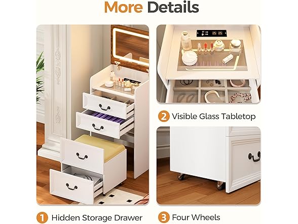 ChicFurnit Makeup Vanity,3-in-1 Vanity Desk