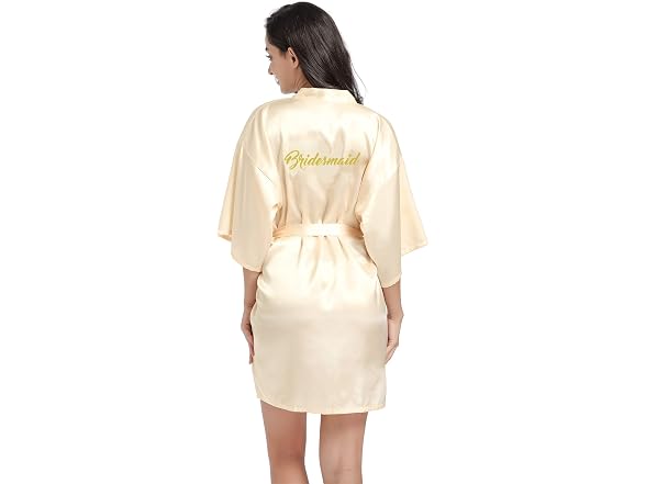 DF-deals Women (2-6) Satin Kimono Robe Bride Robe