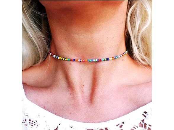 Obmyec Boho Beaded Necklace Daisy Choker