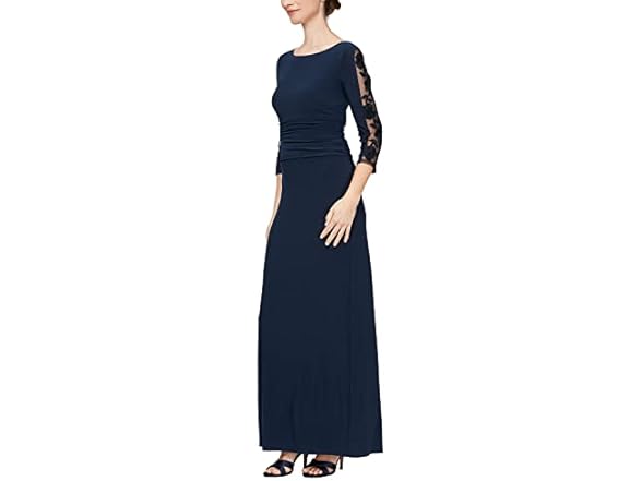 S.L. Fashions Womens Long Ruched Waist Dress (10P)