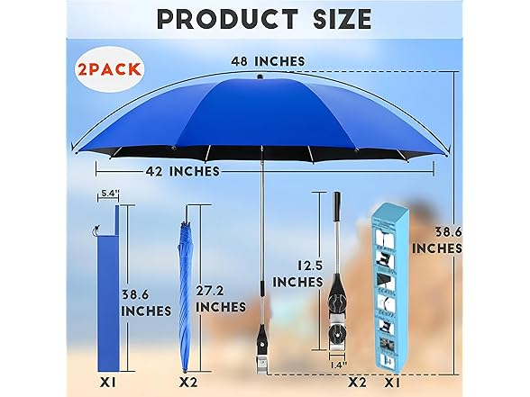 H2ONDBQF 42 Patio Umbrella Umbrellas for Rain