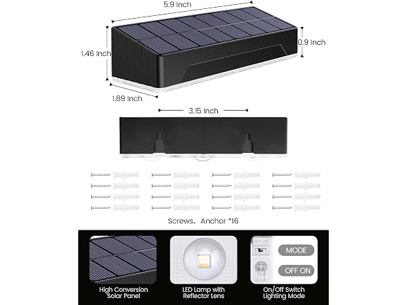 WANJOTEC RGB Solar Fence Lights 8-Pack