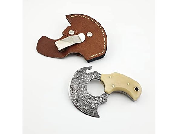 Vetus Skinning Knife Bone Handle Damascus