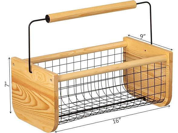 Gardenised Vintage Harvest Basket Pine Wood 