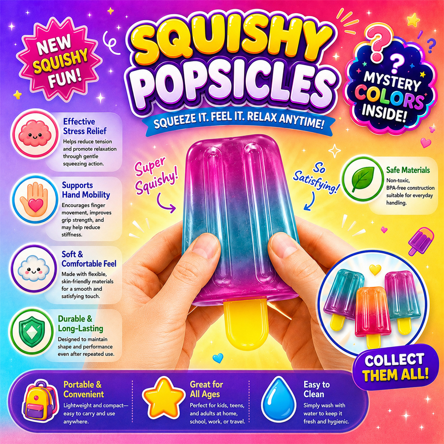 Twilight Squishy Sensory Toys Popsicle, 3PK - Gallery 10