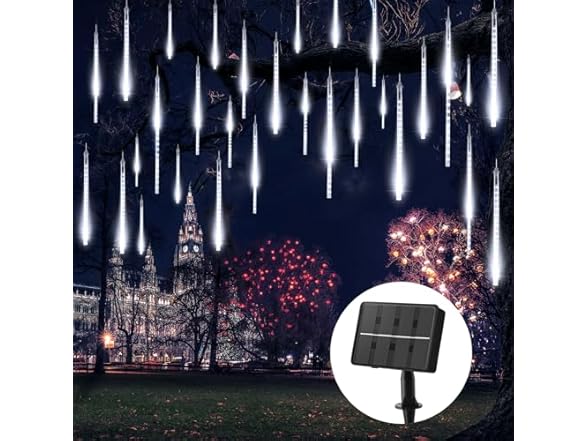 Brightown Solar Meteor Shower Lights Outdoor - 576 LED Rain Drop Lights