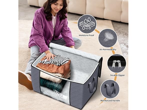 Fab totes 90L Grey 3 Pack Storage Bags