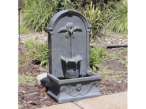 Sunnydaze 28-Inch Outdoor French-Inspired Flat Back Water Fountain