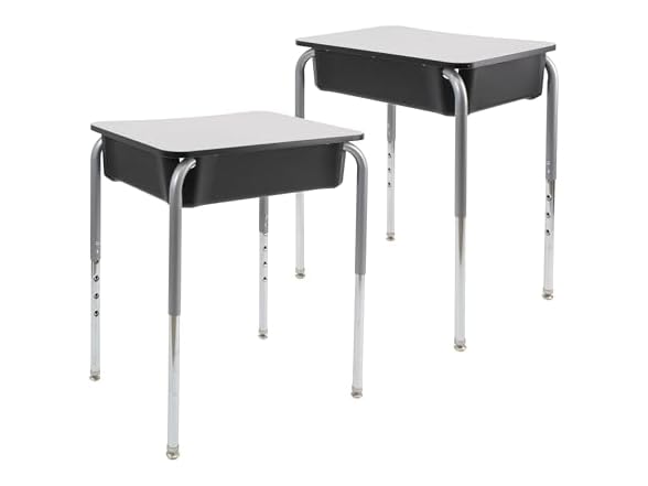 FDP 18" x 24" Belly Curve Classroom Open Front Desk Gray/SIlver