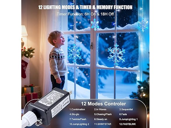 Minetom Christmas Snowflake Lights - 13ft