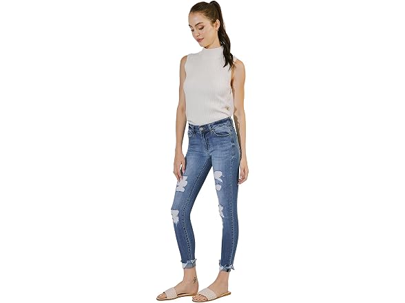 Kan Can Women (28) Mid-Rise Ankle Frayed Jeans