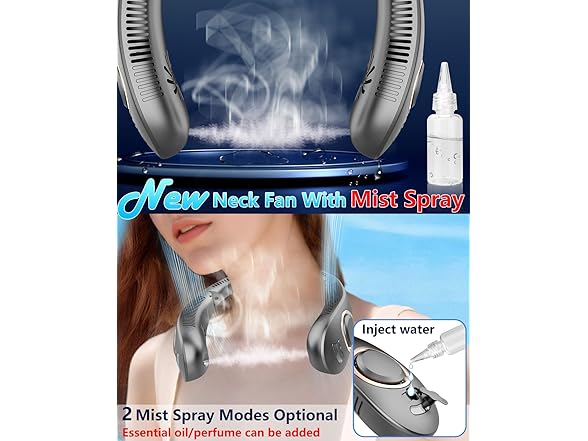 FWV  Misting Neck Fan, Black