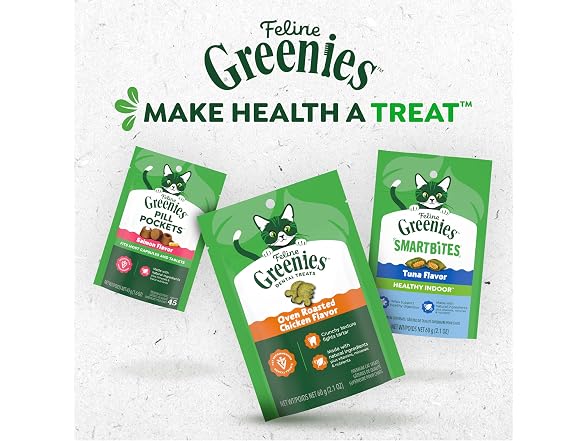 Greenies Cat Treats, Feline Smartbites, Skin & Fur Health