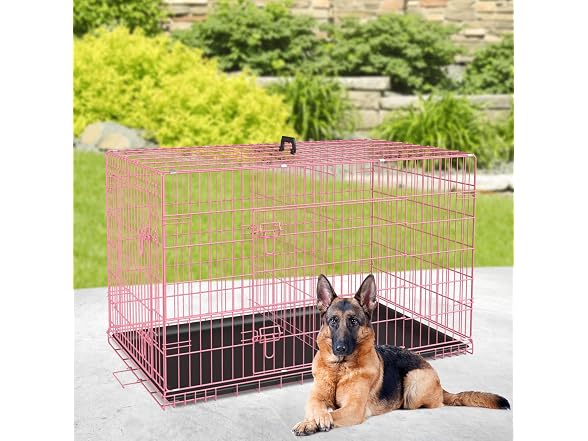 BestPet | Dog Crate | 18" | Pink | Foldable Metal Kennel