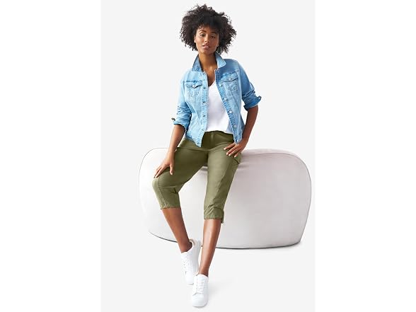 Ellos Women (24) Stretch Cargo Capris Front Pants