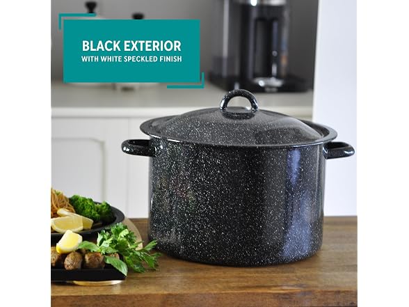 MIRRO 12.0qt Enamel Stock Pot, Black