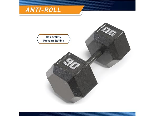 Marcy 90lb Cast Iron Hex Dumbbell, Single, 90lbs